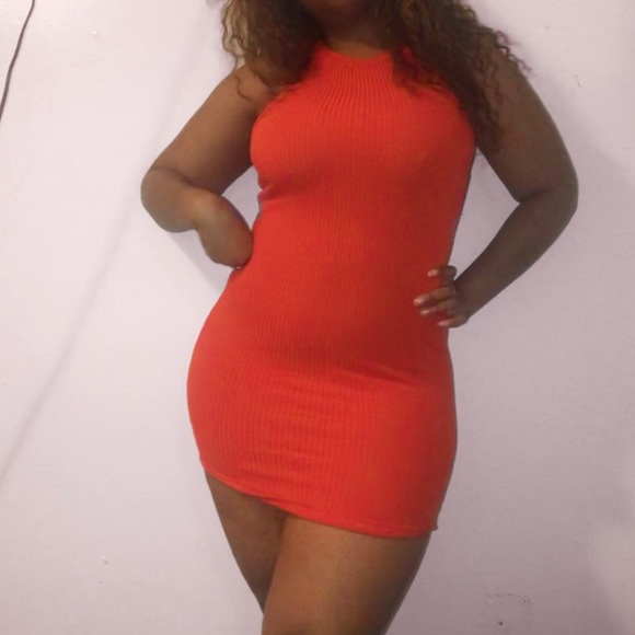 Orange Bodycon Mini Dress - Picture 1 of 3